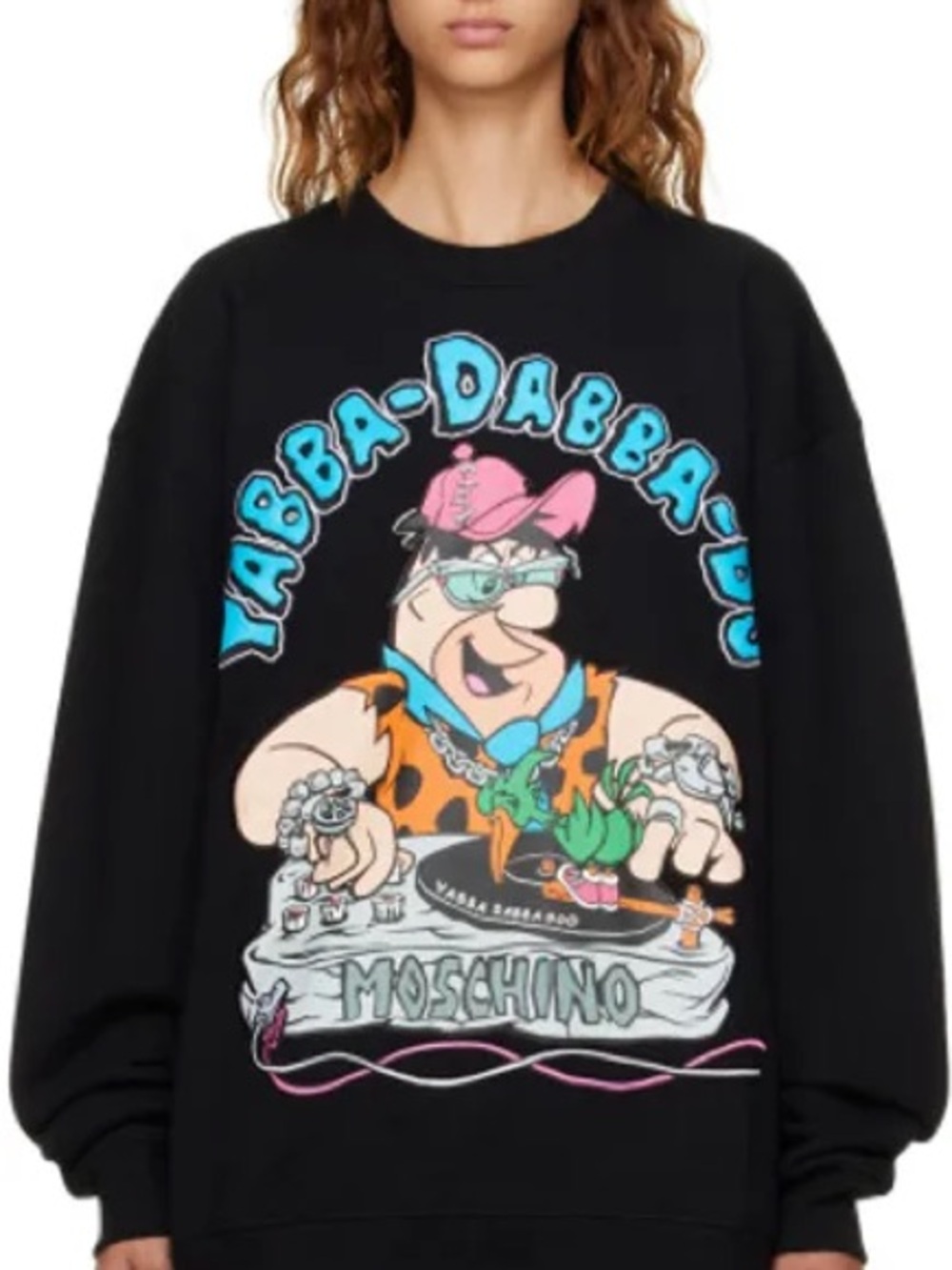 Moschino Black The Flintstones Edition 'DJ Fred' Sweatshirt Unisex